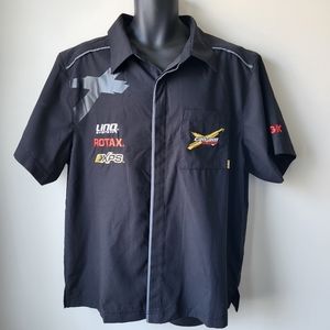 Can Am crew technician black short-sleeved button-up garage style shirt Sz XL